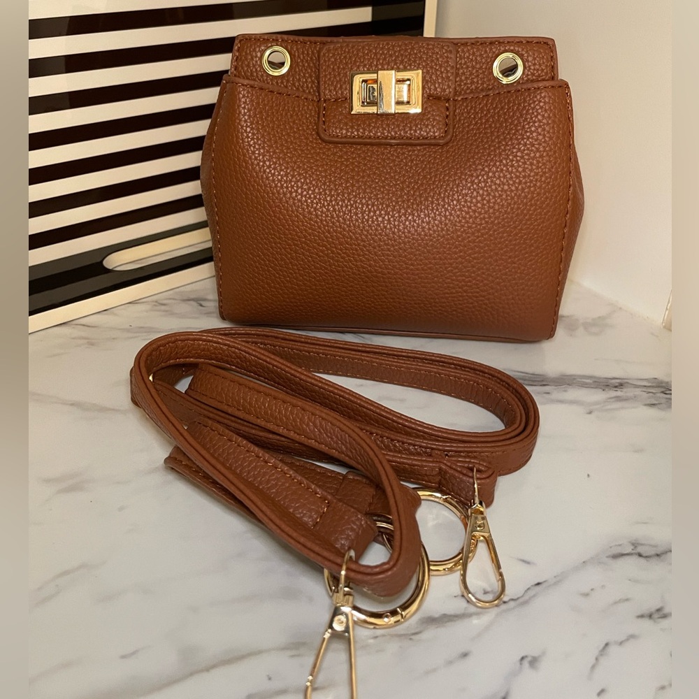 Brown Vegan Leather Handbag Crossbody